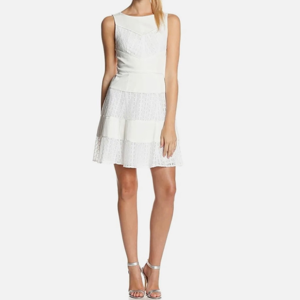 NWT Jessica Simpson white cotton and lace panel dress - Picture 1 of 11